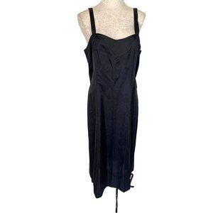 Vintage Womens Slip Dress Size Large L Pure Rayon Black Made In USA Side Zipper
